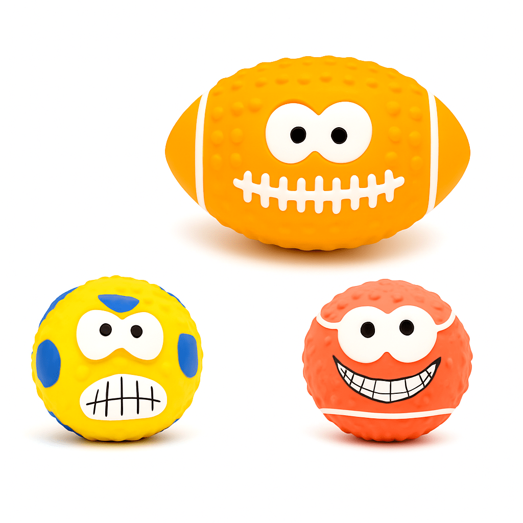 3 crazy squeaky balls for your furry friend with fun designs - Fenidog