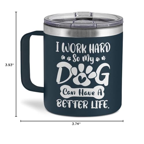 SANDJEST Dog Tumbler 14oz Insulated Coffee Mug with Handle Funny Dog Gift for Birthday, Christmas
