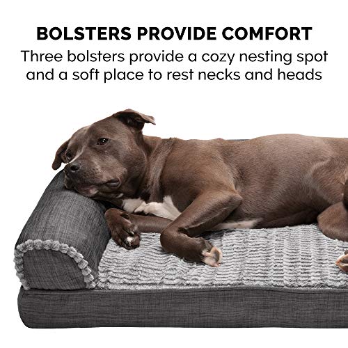 Furhaven Dog Bed Sofa Charcoal, Large W/Same Size Waterproof Liner