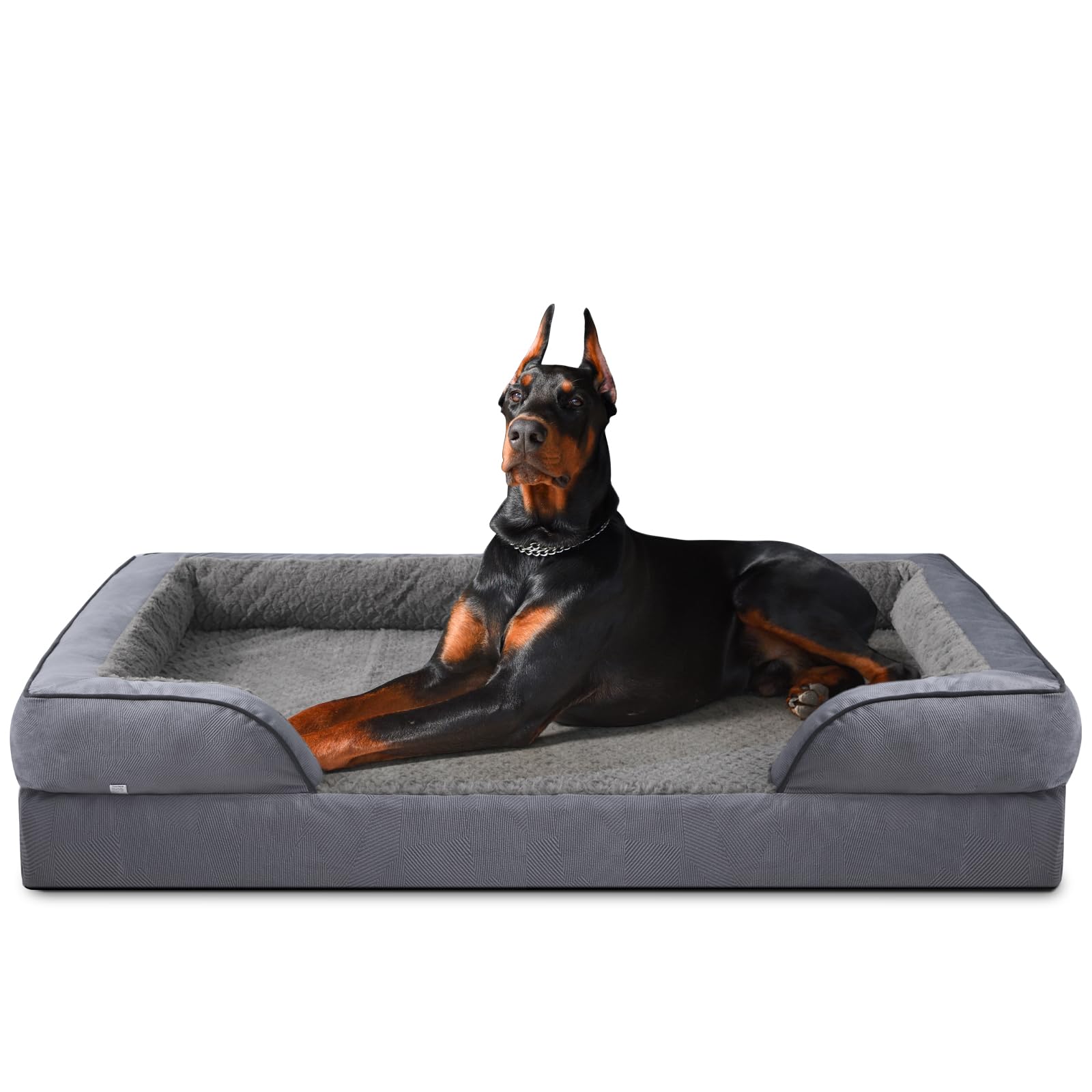 Invenho Dog Bed – XXL – Orthopedic Egg-Crate Foam Waterproof · Washable Cover · Sofa Style with Nonskid Base