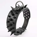 Pimaodog Spiked Dog Collar – 2” Leather Studded Collar for Medium & Large Breeds (S: 15–18”, Black)