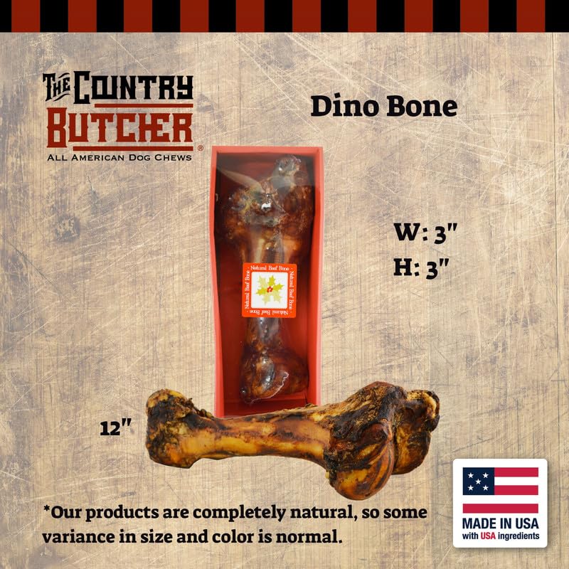 THE COUNTRY BUTCHER Giant Dog Bone – Natural Treat for Medium & Large Dogs (1-Pack, USA Made)