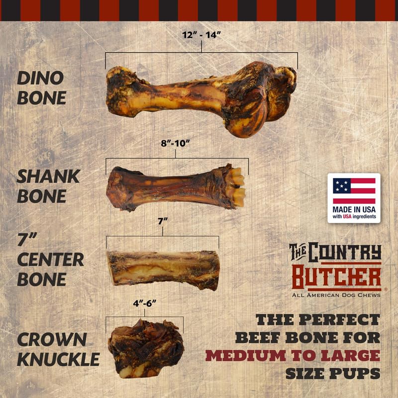 THE COUNTRY BUTCHER Giant Dog Bone – Natural Treat for Medium & Large Dogs (1-Pack, USA Made)