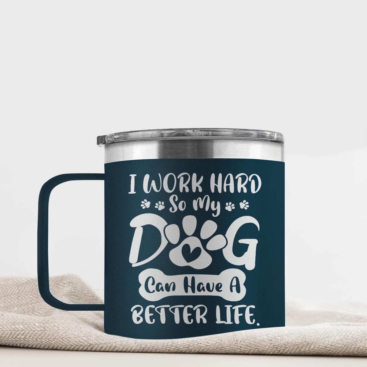 SANDJEST Dog Tumbler 14oz Insulated Coffee Mug with Handle Funny Dog Gift for Birthday, Christmas