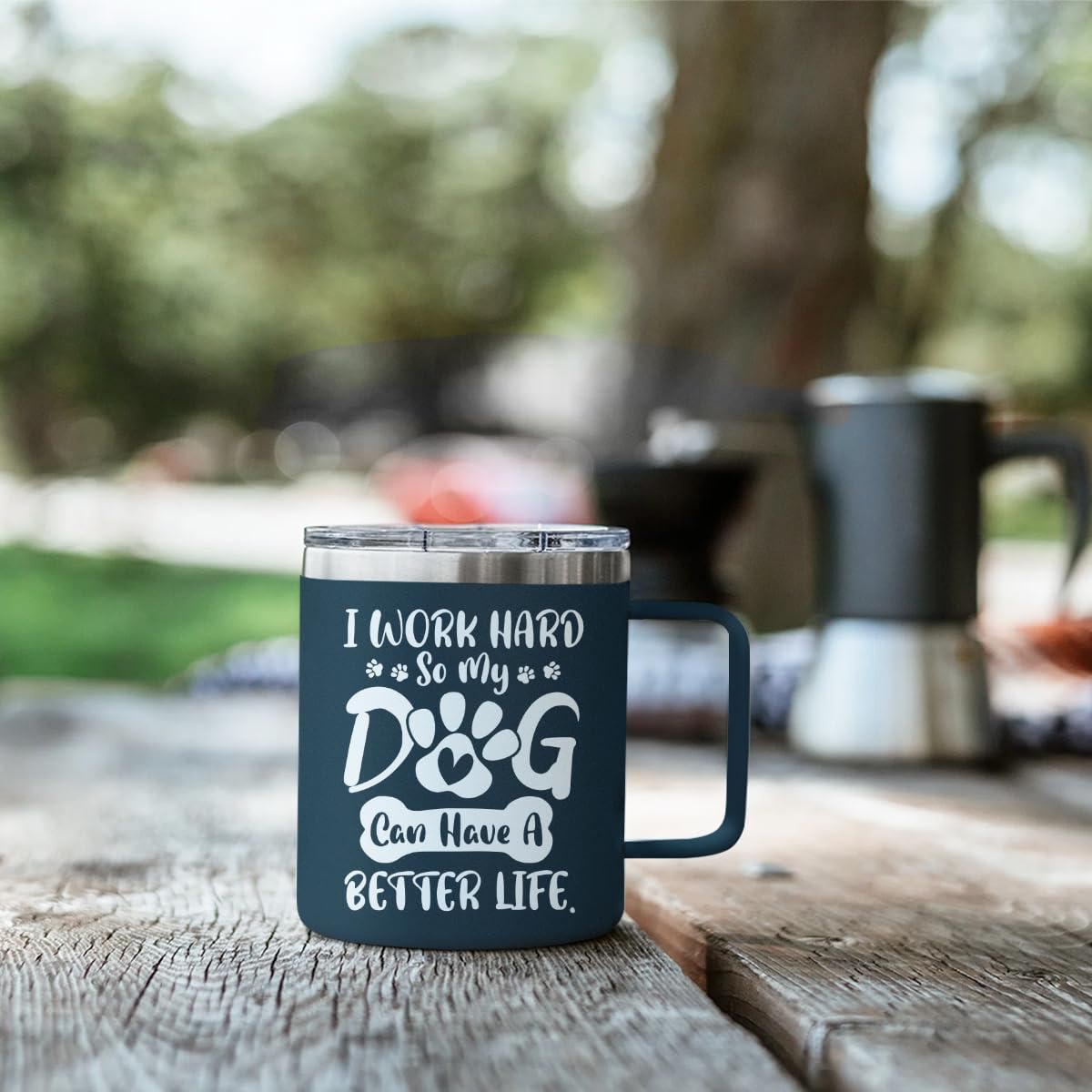 SANDJEST Dog Tumbler 14oz Insulated Coffee Mug with Handle Funny Dog Gift for Birthday, Christmas
