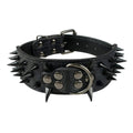 Pimaodog Spiked Dog Collar – 2” Leather Studded Collar for Medium & Large Breeds (S: 15–18”, Black)