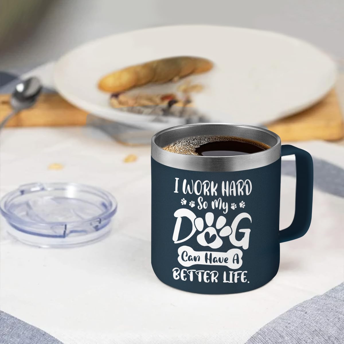 SANDJEST Dog Tumbler 14oz Insulated Coffee Mug with Handle Funny Dog Gift for Birthday, Christmas