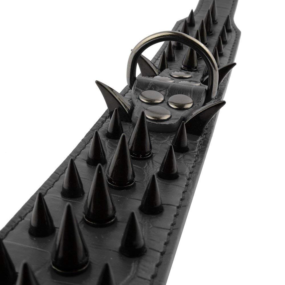 Pimaodog Spiked Dog Collar – 2” Leather Studded Collar for Medium & Large Breeds (S: 15–18”, Black)