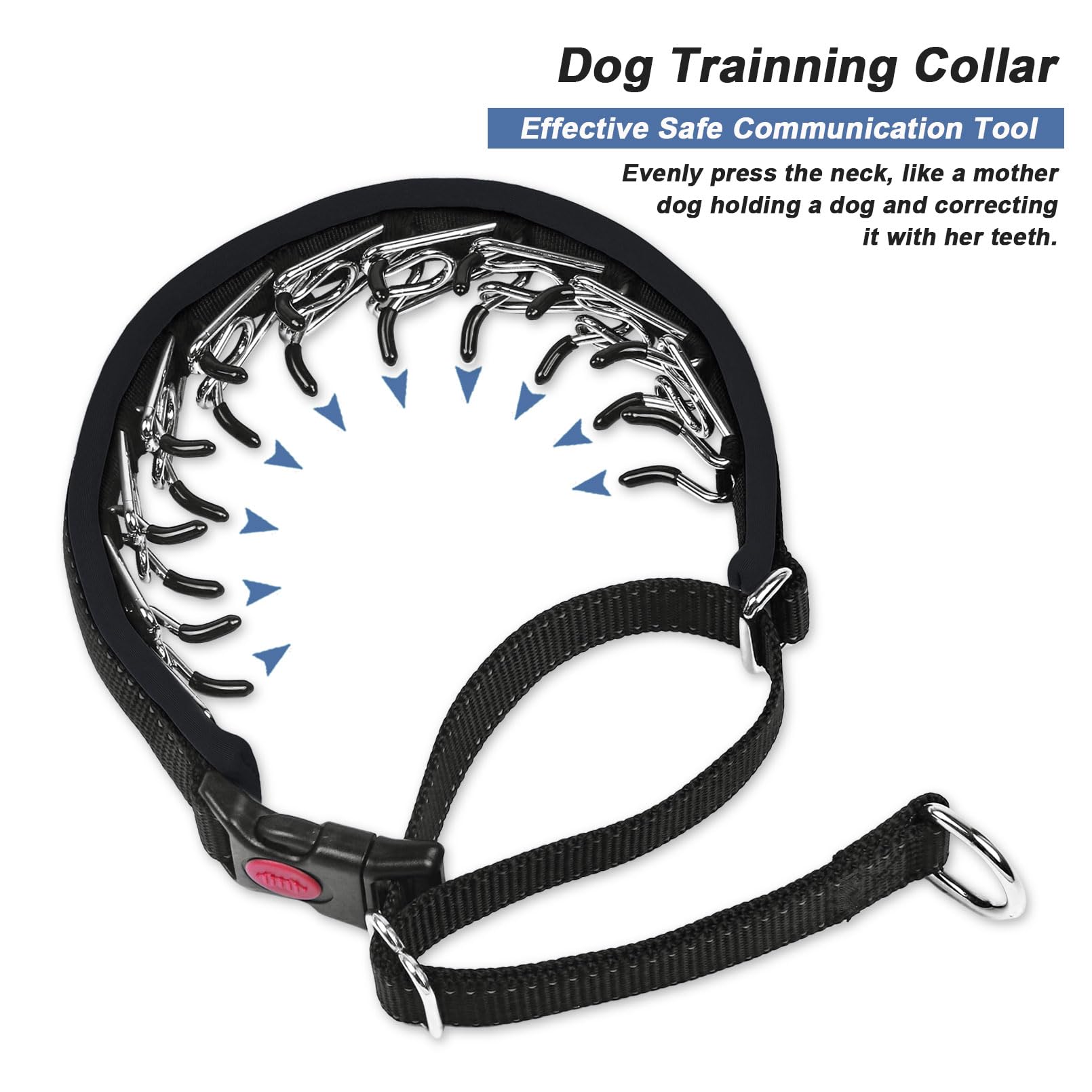 Monstoyo Martingale Dog Collar – Reflective No-Pull Training Collar with Buckle (Black, M)