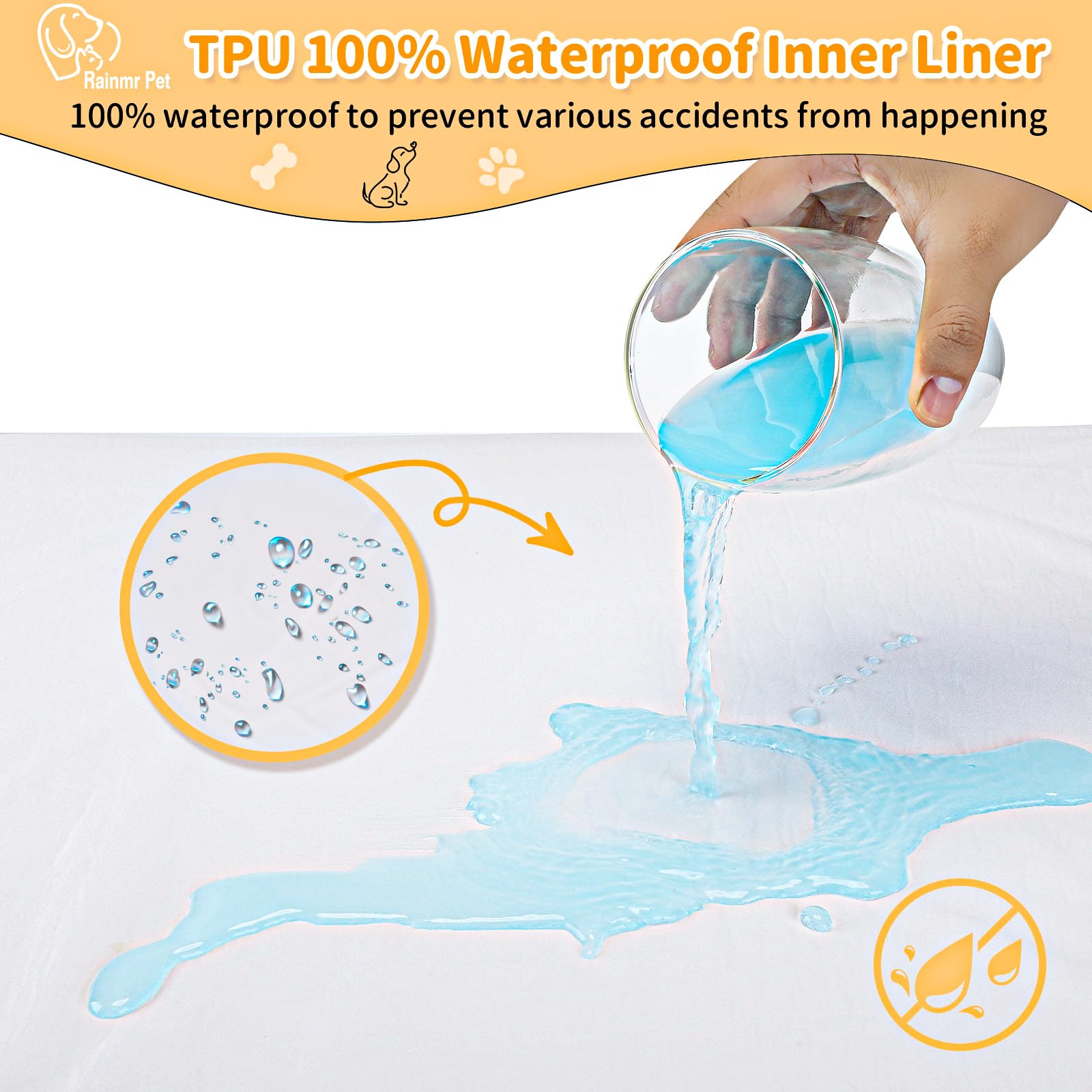 Rainmr Dog Bed – Large – 7” Orthopedic Memory Foam Washable Cover · Waterproof Liner · Indoor/Outdoor/Car Use