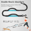 iYoShop Hands-Free Dog Leash – Bungee Lead with Zipper Pouch & Dual Padded Handles (Black, Large 25–120 lbs)