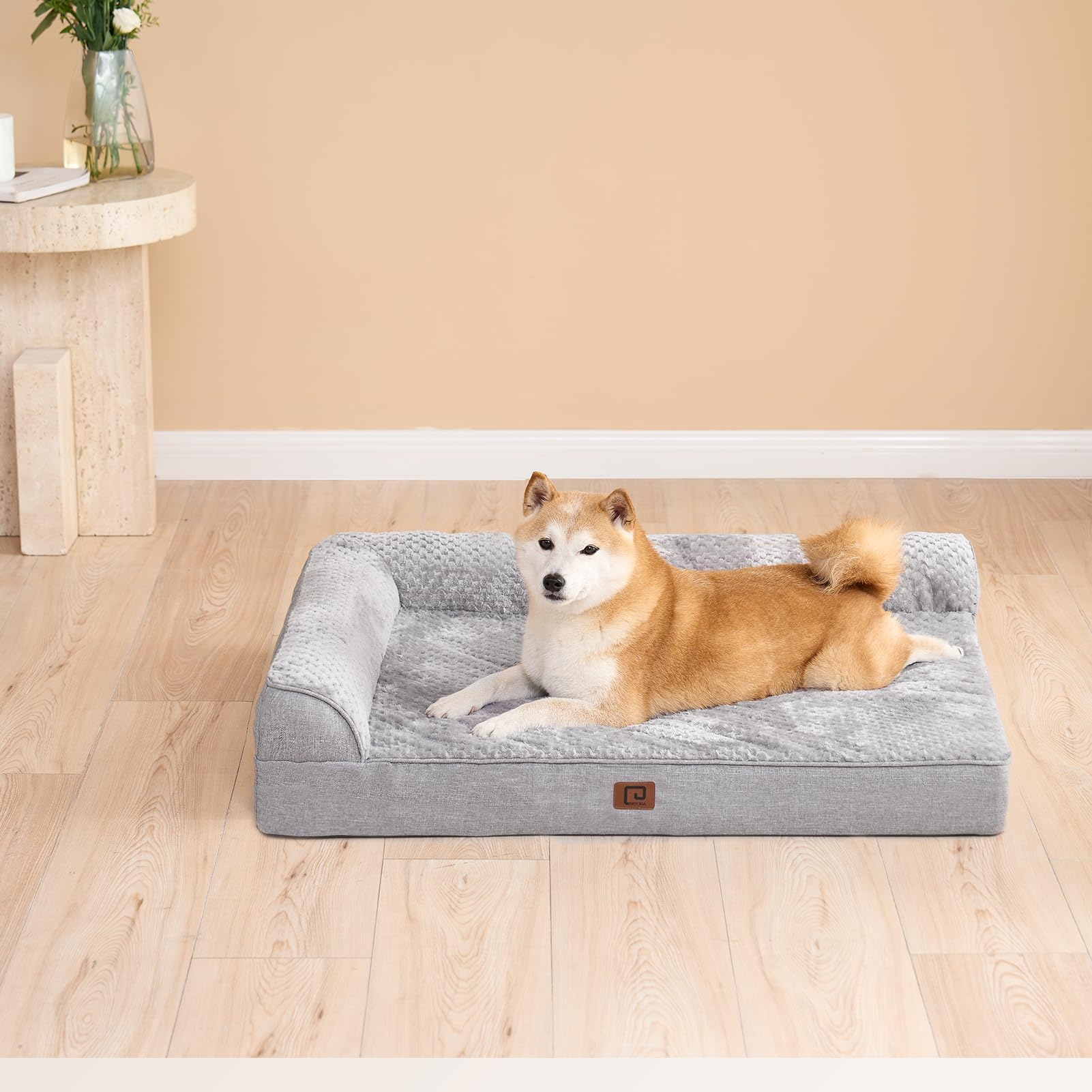 EHEYCIGA Memory Foam Dog Bed – Medium, Orthopedic, Waterproof, Washable, Grey (30”)