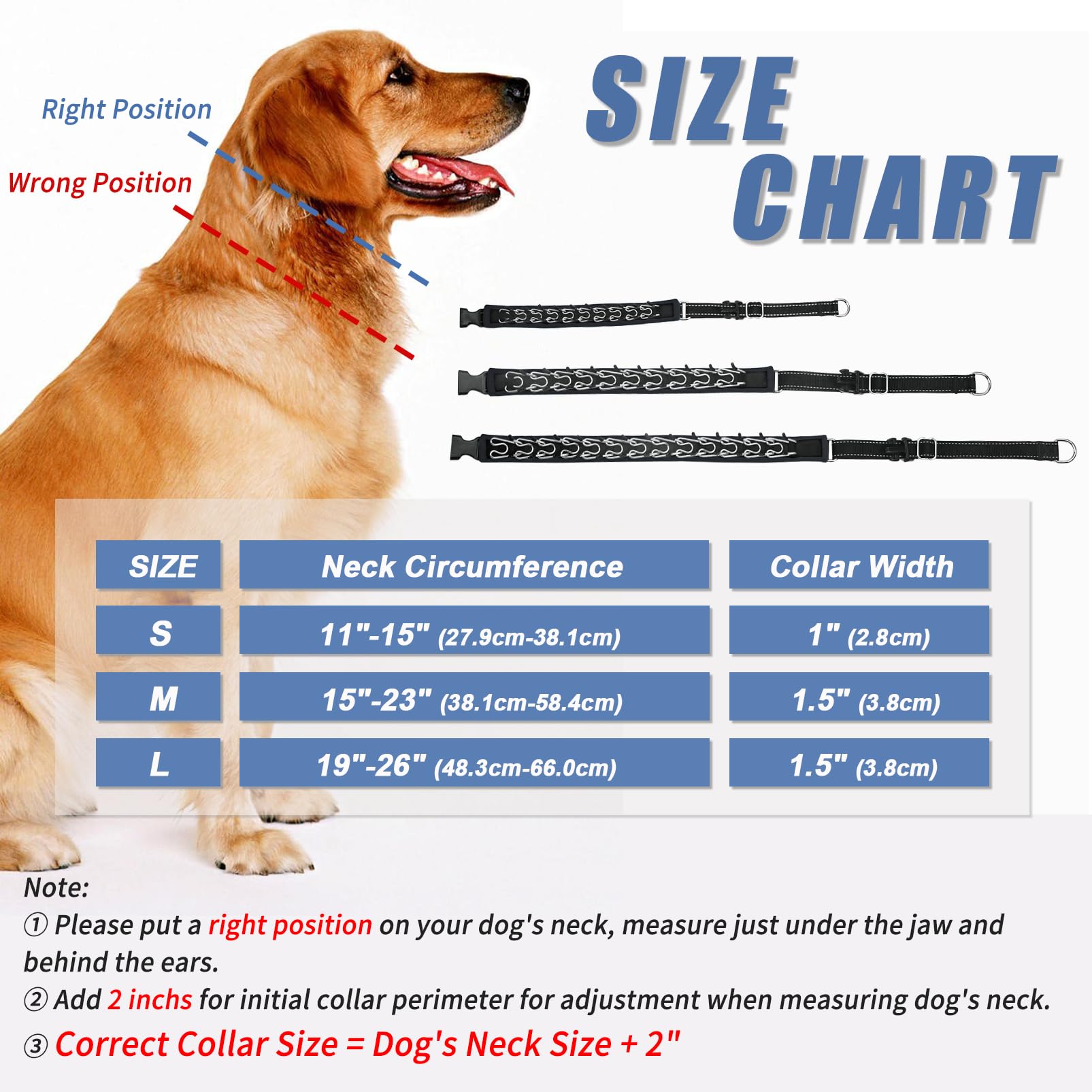 Monstoyo Martingale Dog Collar – Reflective No-Pull Training Collar with Buckle (Black, M)