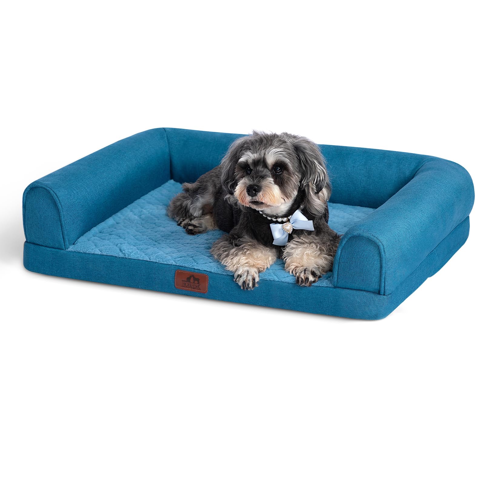 Hollypet Orthopedic Dog Bed – Medium, Waterproof, Washable, Non-Slip, Blue (28”)