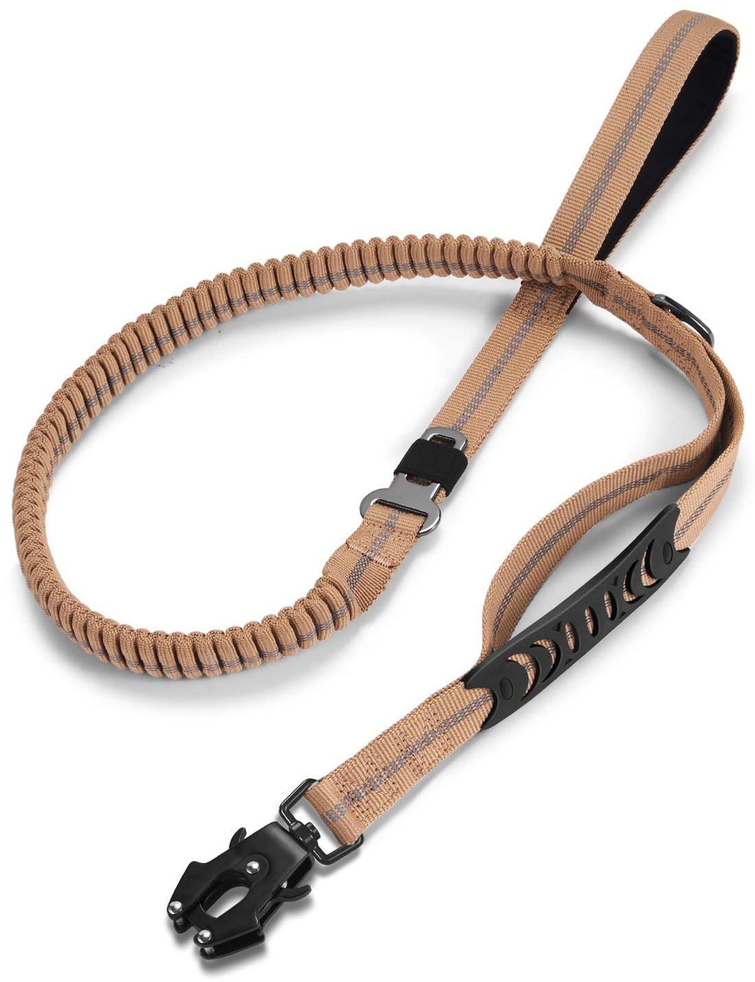 TINMARDA Shock-Absorbing Dog Leash – 4–6ft No-Pull Lead with Padded Handles & Metal Clip (Coyote Brown)