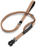 TINMARDA Shock-Absorbing Dog Leash – 4–6ft No-Pull Lead with Padded Handles & Metal Clip (Coyote Brown)