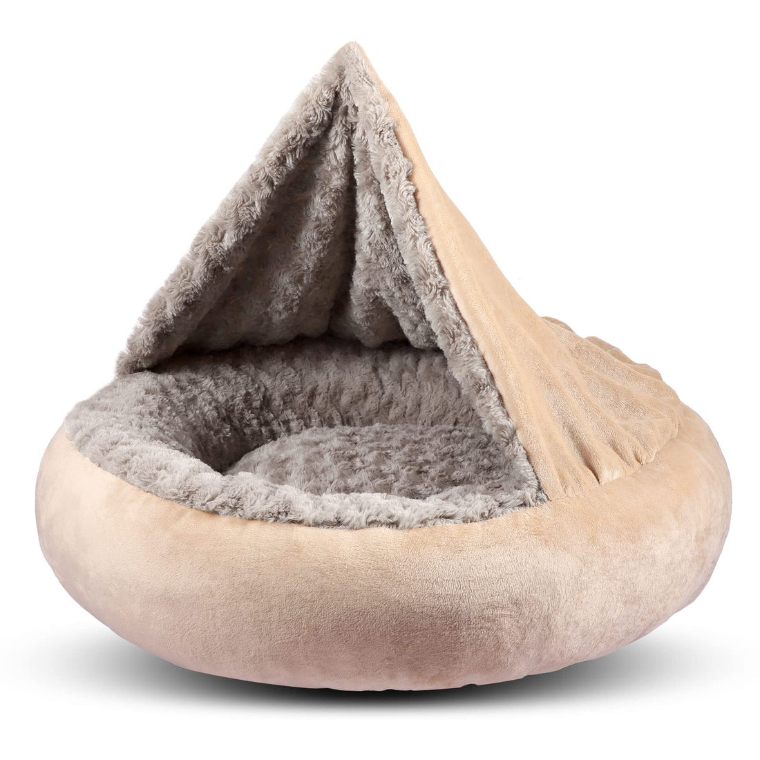 GASUR Donut Dog Bed – Small, Hooded, Anti-Anxiety, Washable, Cozy Cave Style (23”)