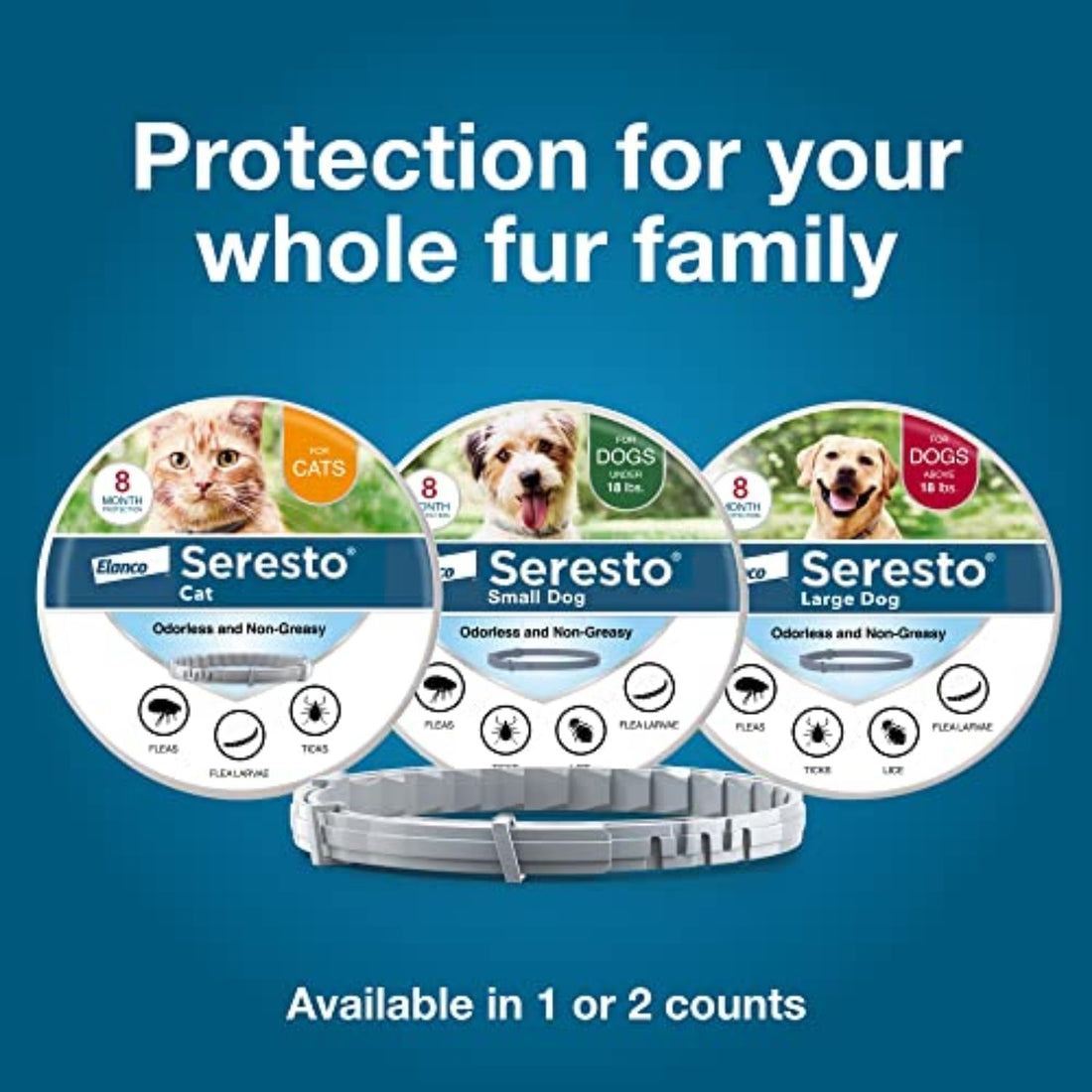 Seresto Large Dog Collar – 8-Month Flea & Tick Protection for Dogs Over 18 lbs