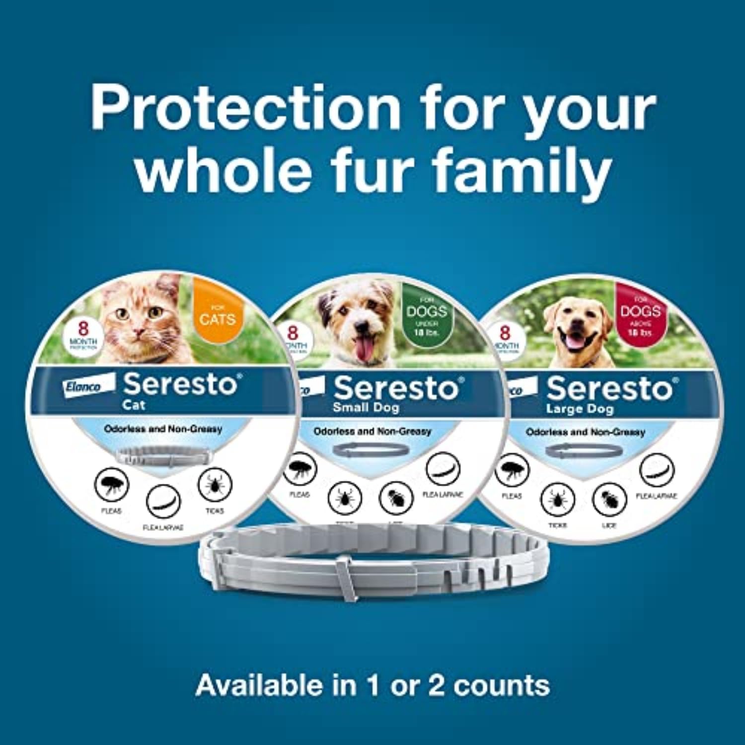 Seresto Large Dog Collar – 8-Month Flea & Tick Protection for Dogs Over 18 lbs