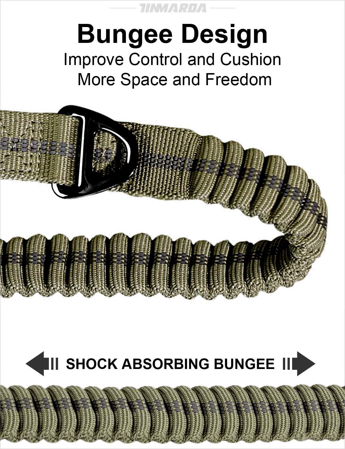 TINMARDA Heavy-Duty Dog Leash – 4–6ft Shock-Absorbing Lead with Dual Padded Handles (Army Green)