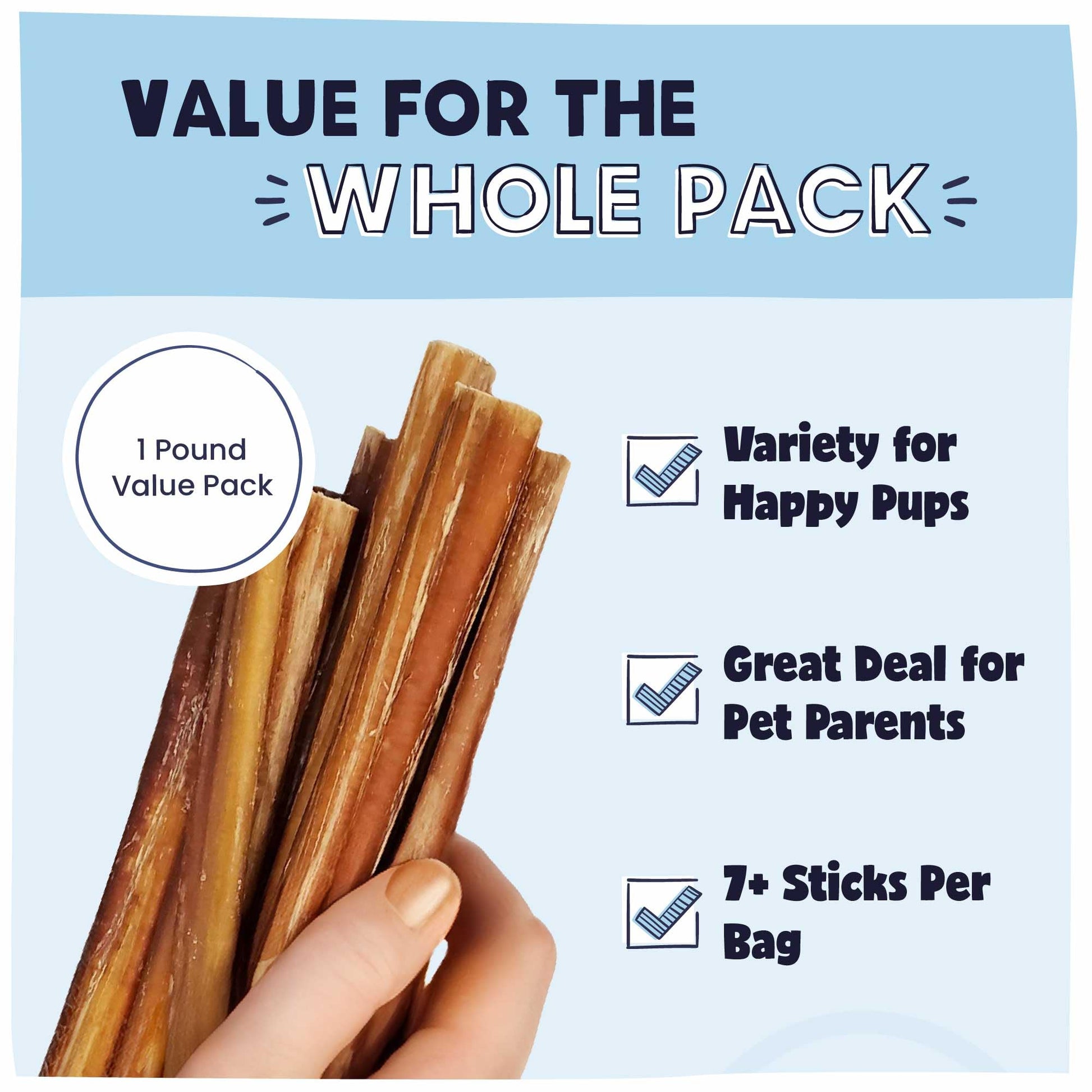 Pawstruck Bully Sticks – 12” · 1 lb Bag All-Natural · Long-Lasting · 100% Real Beef