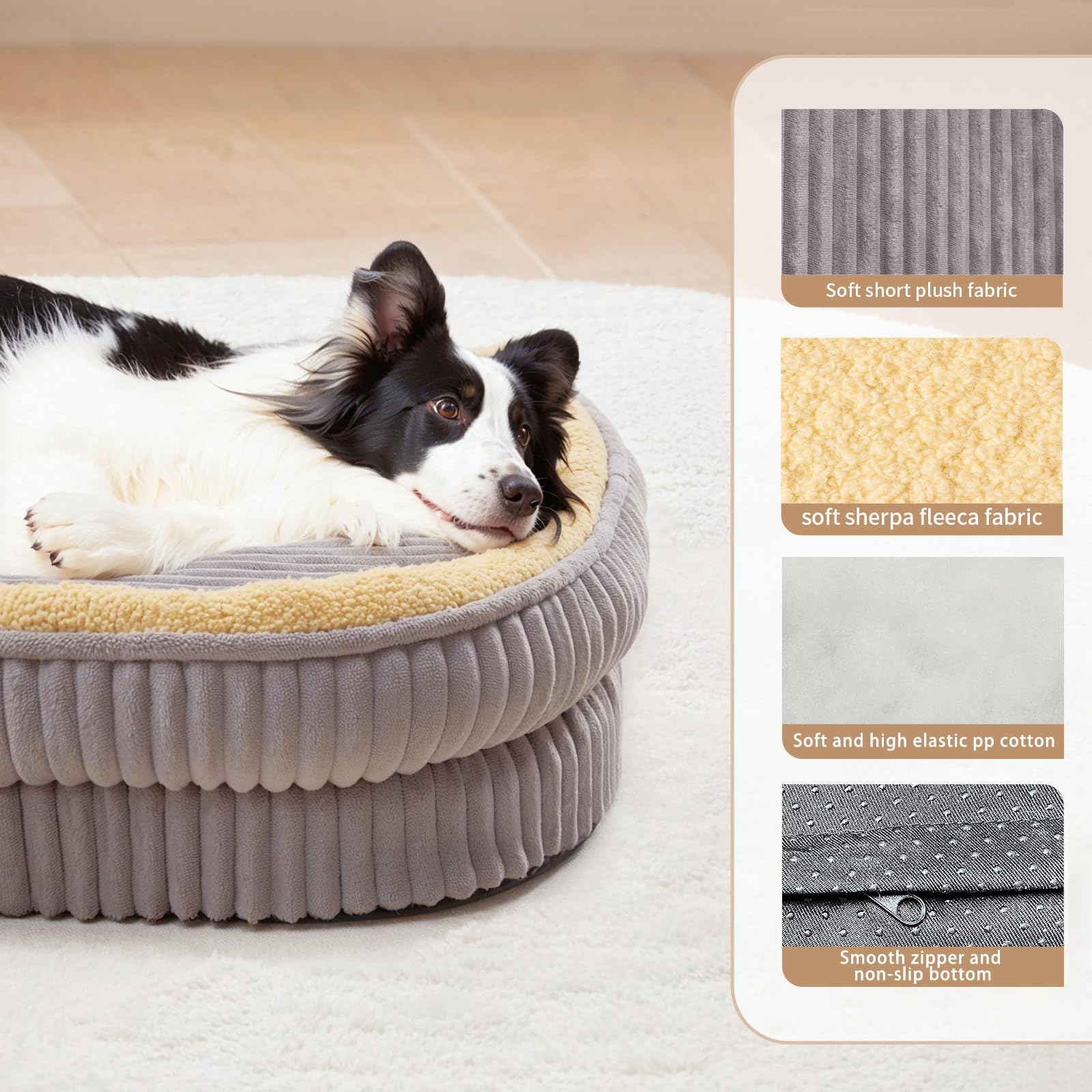 DEBANG HOME Orthopedic Dog Bed – Medium, Foam Support, Washable, Non-Slip, Oval Bolster