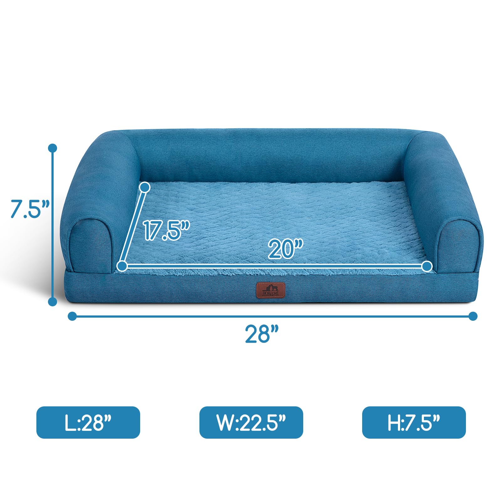 Hollypet Orthopedic Dog Bed – Medium, Waterproof, Washable, Non-Slip, Blue (28”)