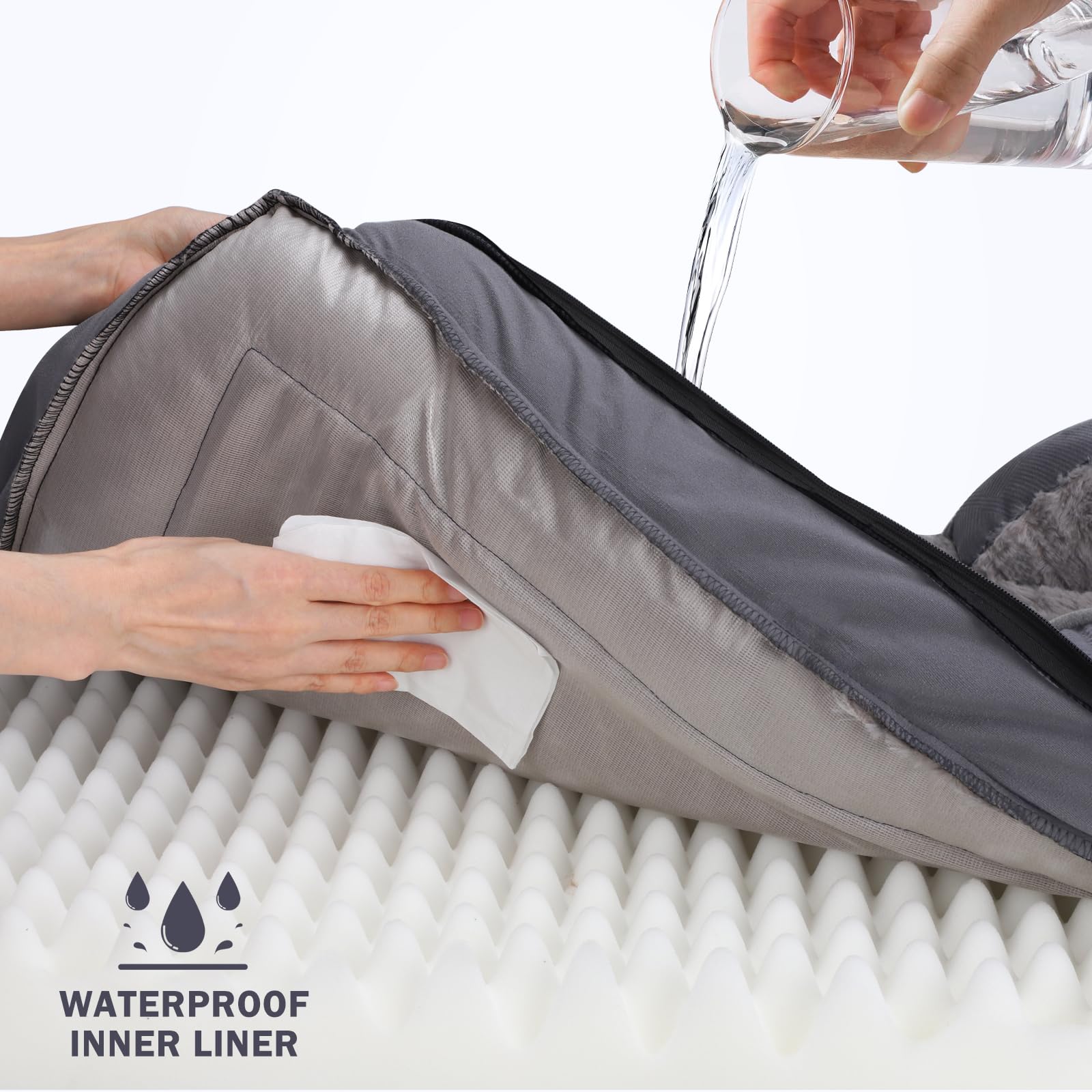 Invenho Dog Bed – XXL – Orthopedic Egg-Crate Foam Waterproof · Washable Cover · Sofa Style with Nonskid Base