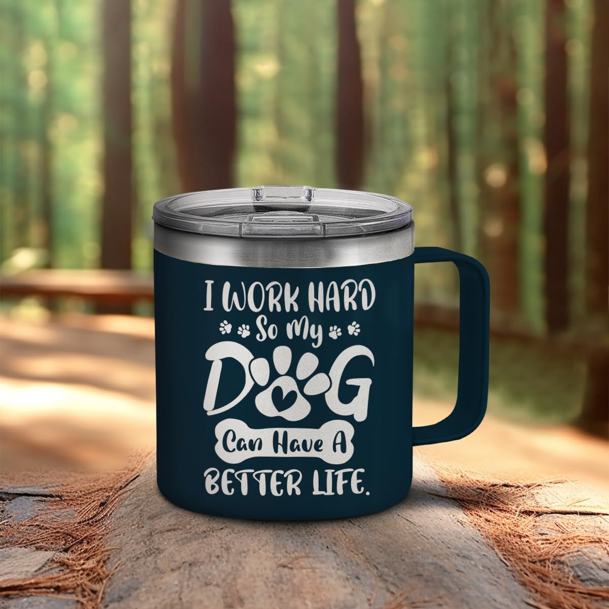 SANDJEST Dog Tumbler 14oz Insulated Coffee Mug with Handle Funny Dog Gift for Birthday, Christmas