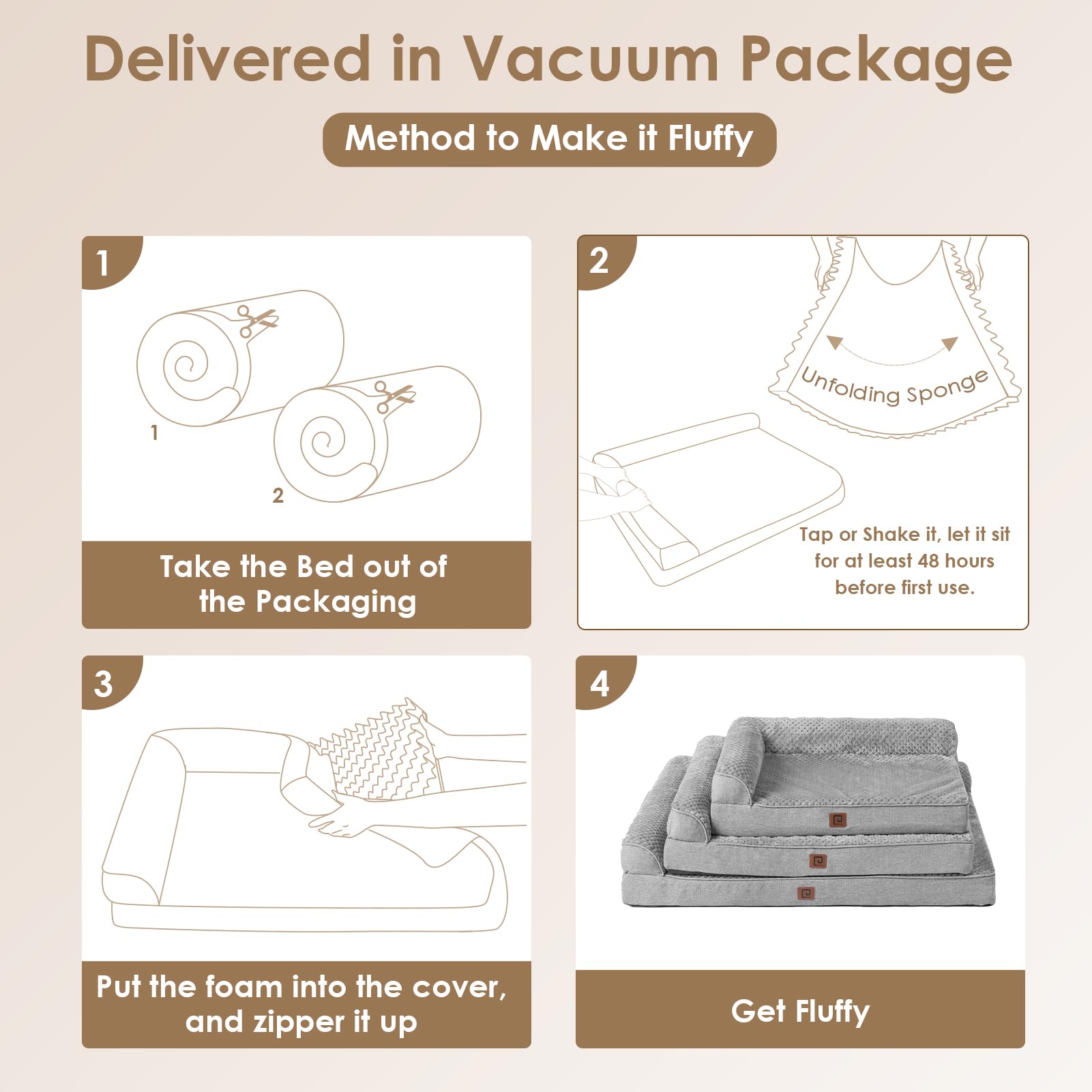 EHEYCIGA Memory Foam Dog Bed – Medium, Orthopedic, Waterproof, Washable, Grey (30”)