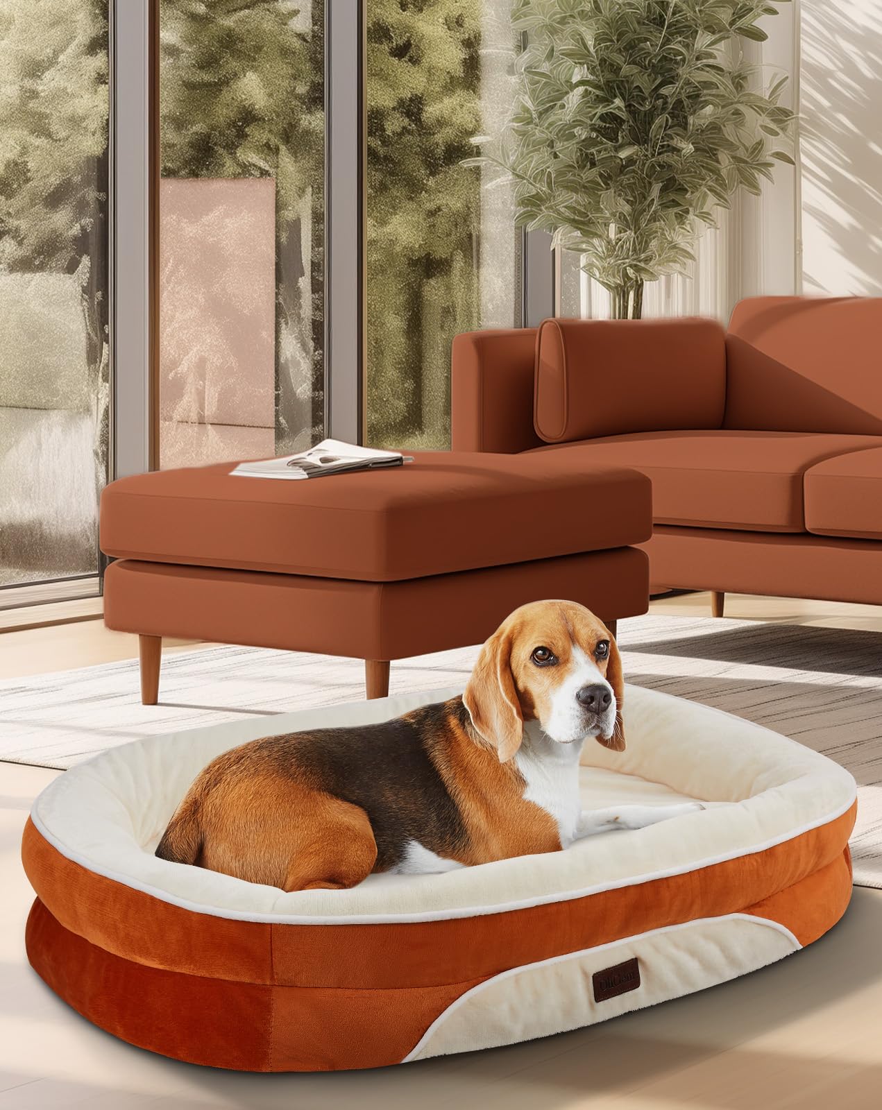 OhGeni Dog Bed – Large 35” – Orthopedic Foam Couch Soft Durable Fabric · Waterproof · Washable Cover
