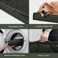 Tail Stories Outdoor All Weather Dog Crate Bed, Waterproof Dog Bed for Medium Dogs, Orthopedic Egg Foam Pet Bed with Removable Cooling Cover, Dark Green