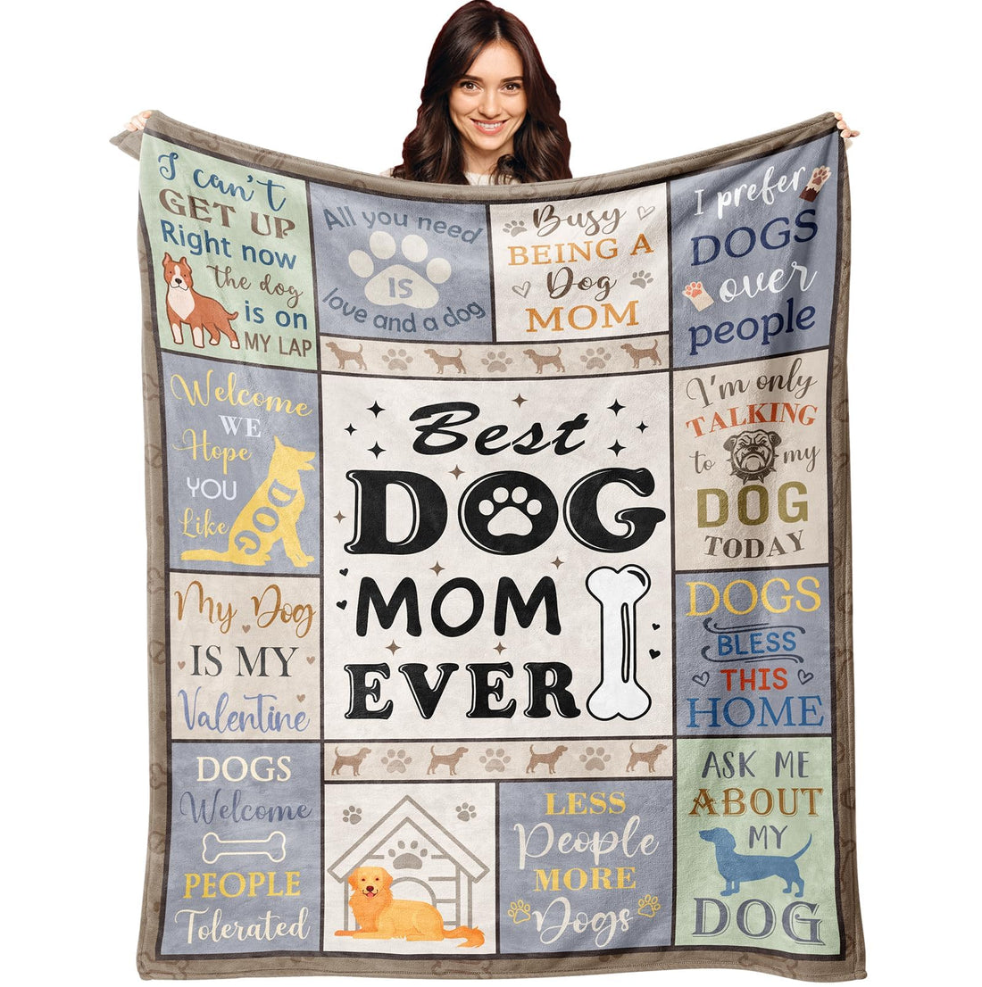 XALAZY Dog Mom Blanket – 50”x60” Throw Gift for Dog Lovers & Pet Owners