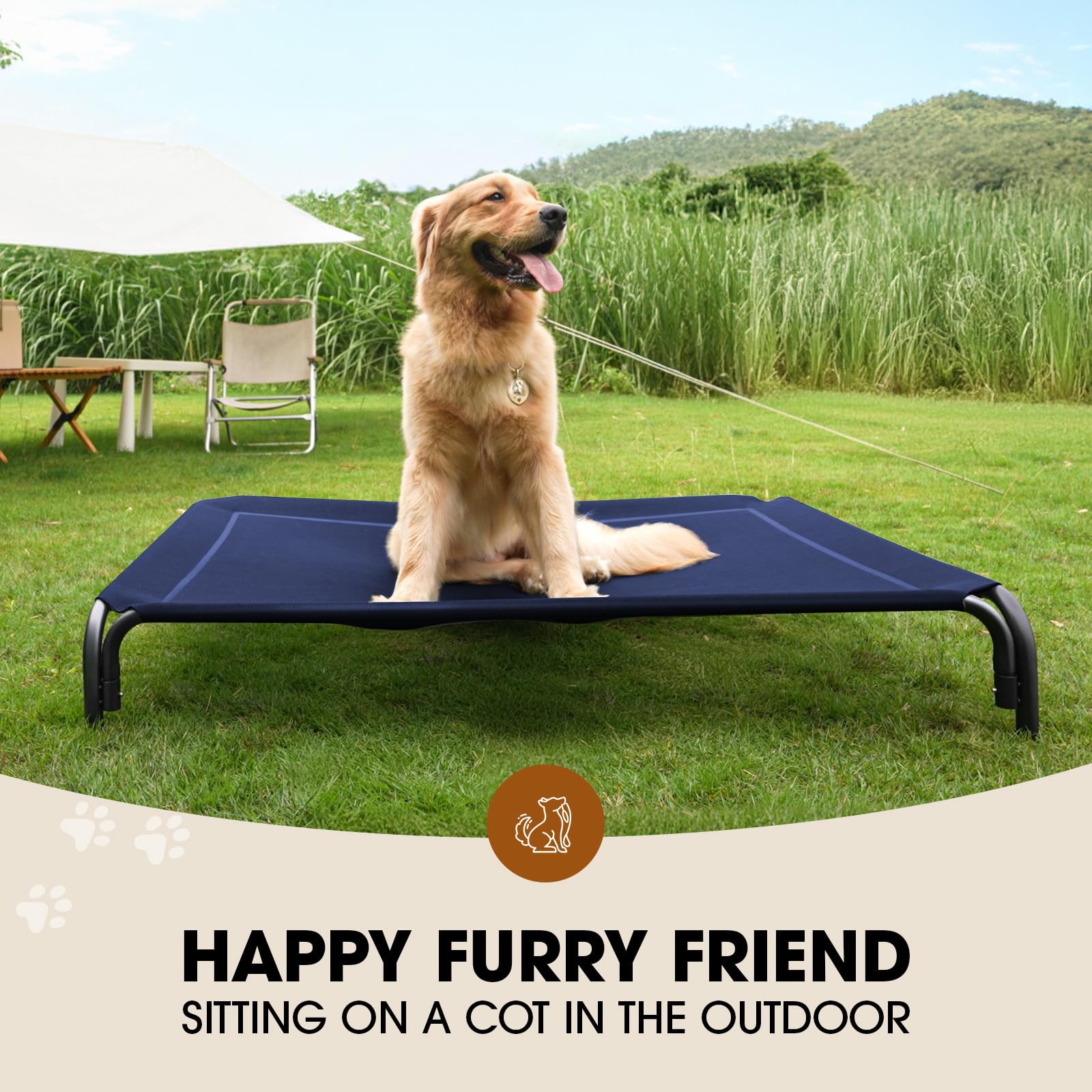 Czpalo Dog Bed – Large – Elevated Cooling Cot Breathable Mesh · Washable · Indoor/Outdoor Use