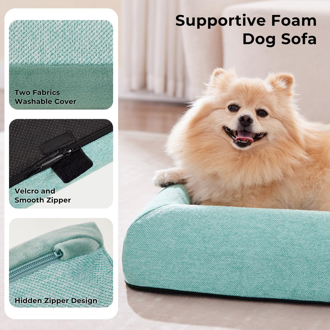 ZOMISIA Orthopedic Dog Bed – Small, Washable, Waterproof, Supportive, Non-Slip, Blue