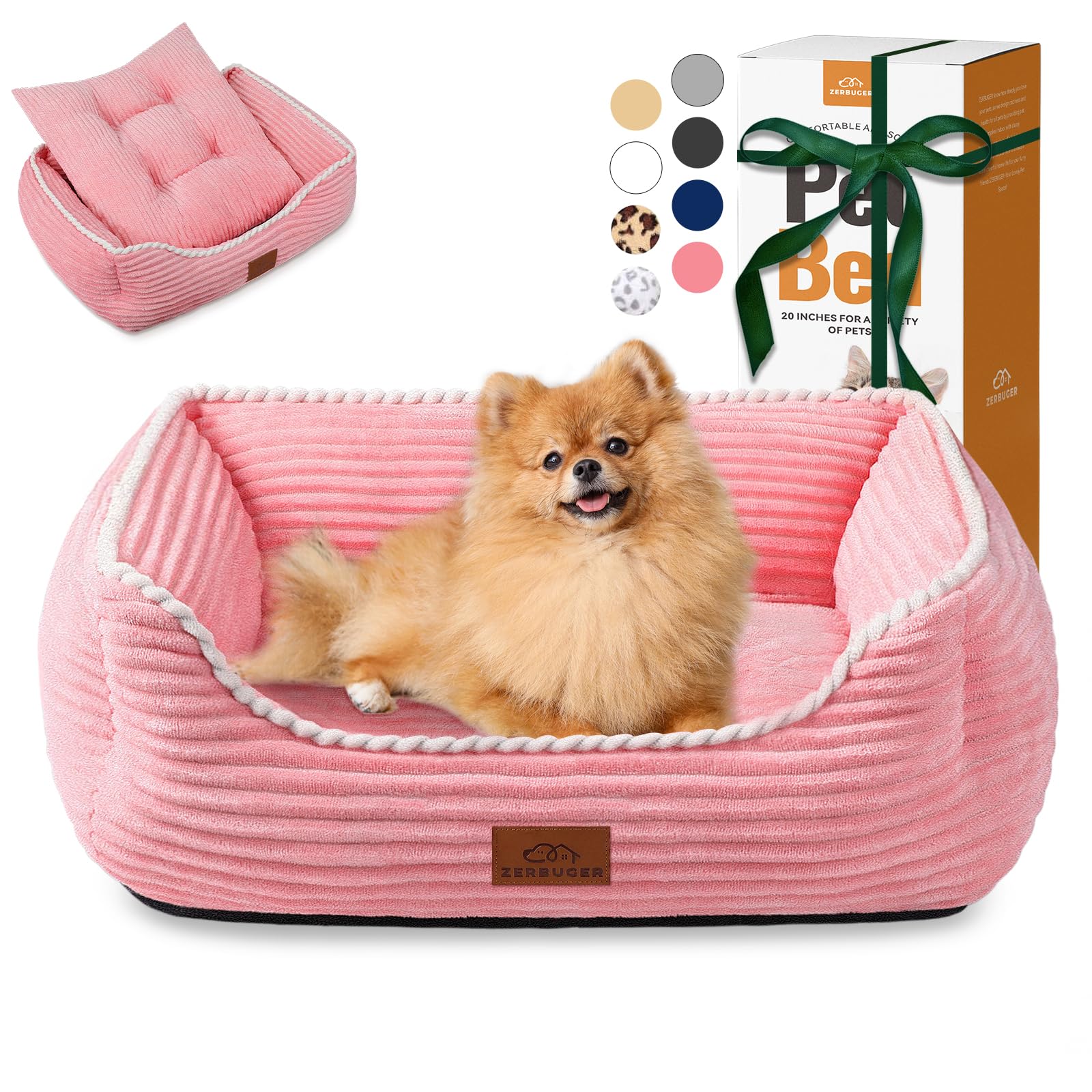 Zerbuger Orthopedic Dog Bed – Medium, Supportive, Washable, Non-Slip, Pink
