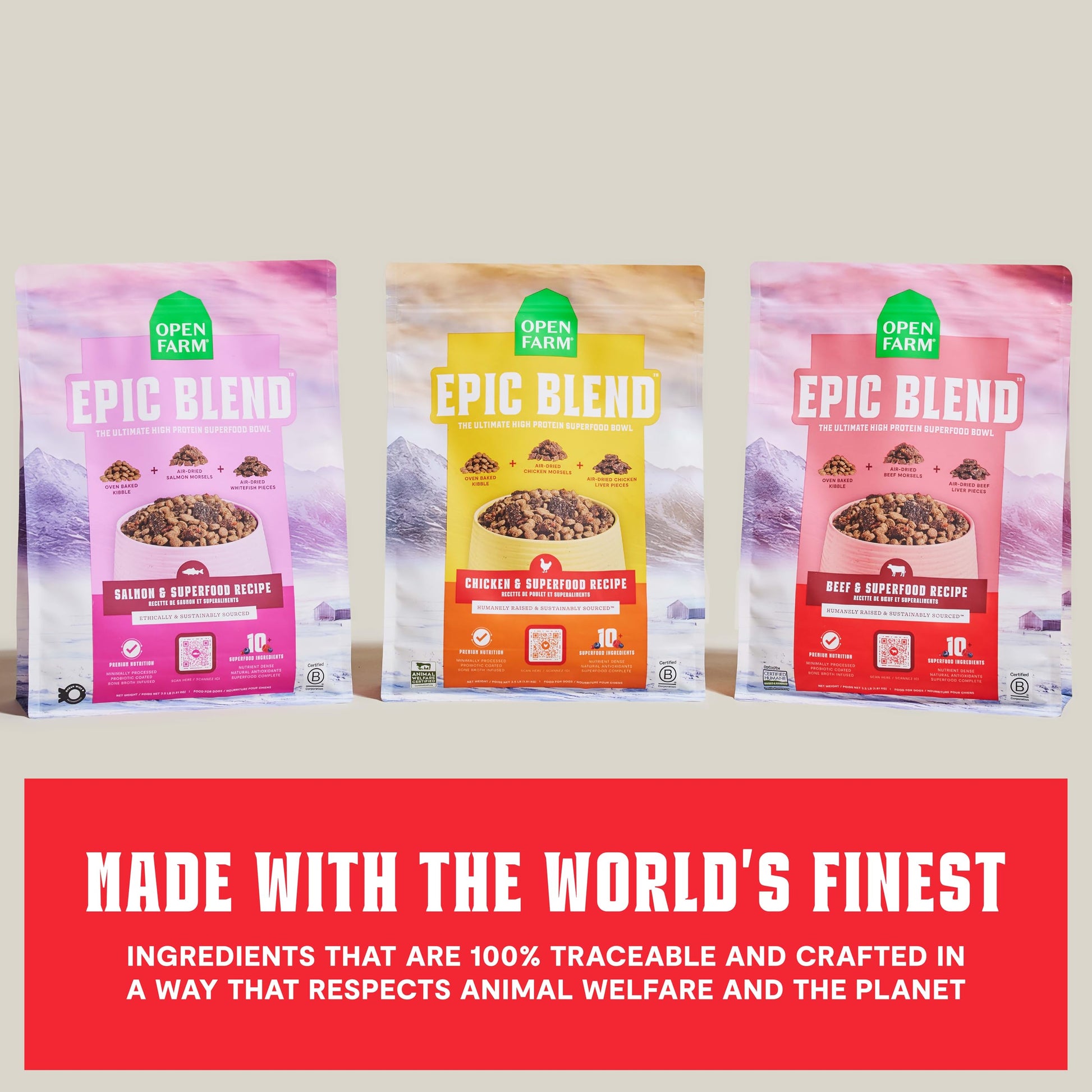 Open Farm Dog Food – 18 lb – Beef & Superfoods High Protein · Probiotics & Bone Broth Infused
