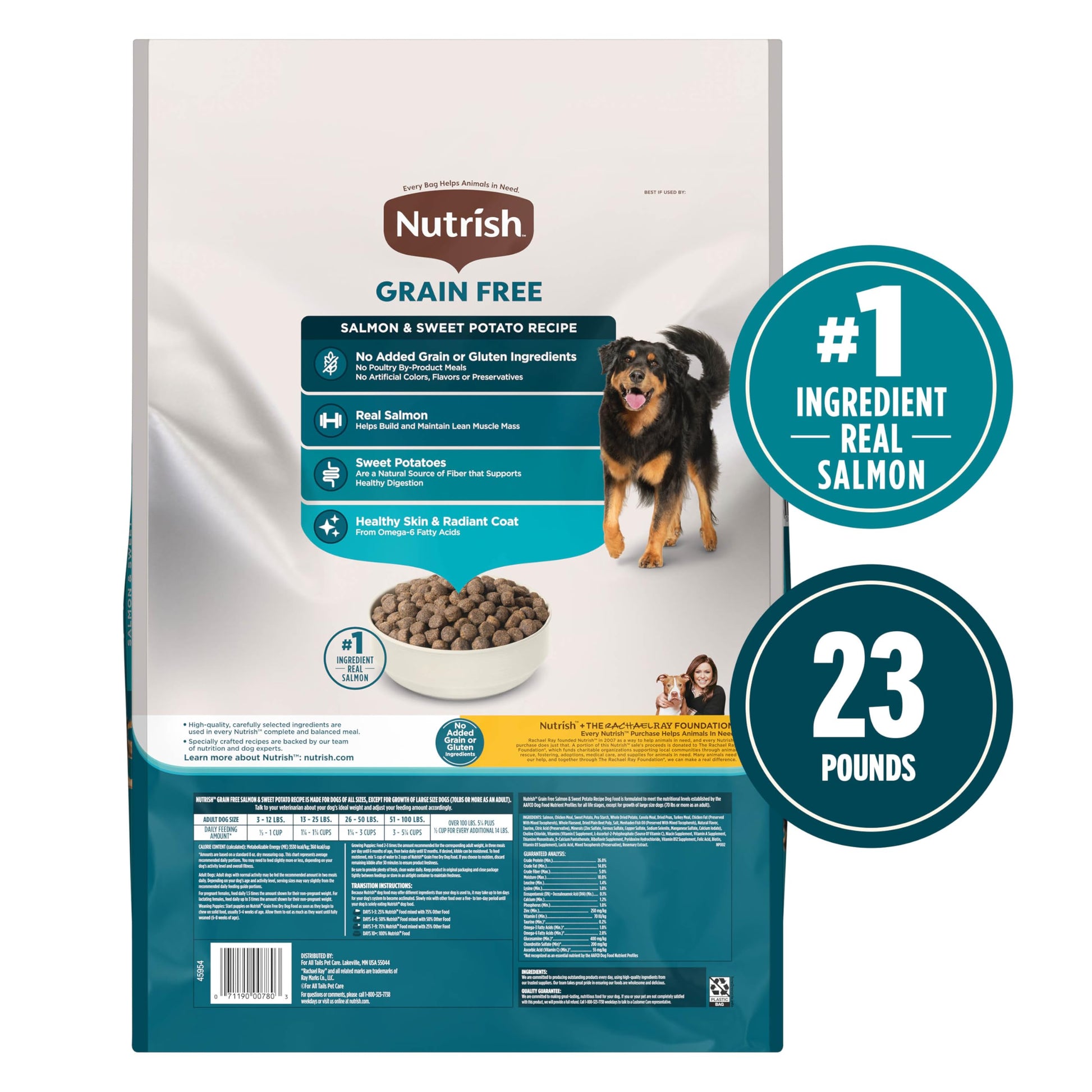 Nutrish Grain Free Dry Dog Food, Salmon & Sweet Potato Recipe, 23 lb. Bag (Rachael Ray)