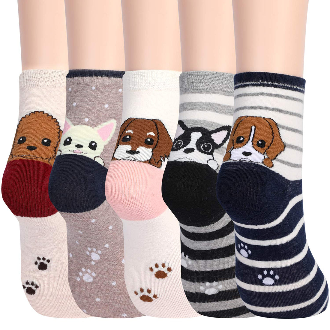 Jeasona Cute Funny Socks Dog Mom Gifts for Women Dog Lovers gifts, Size 5-8