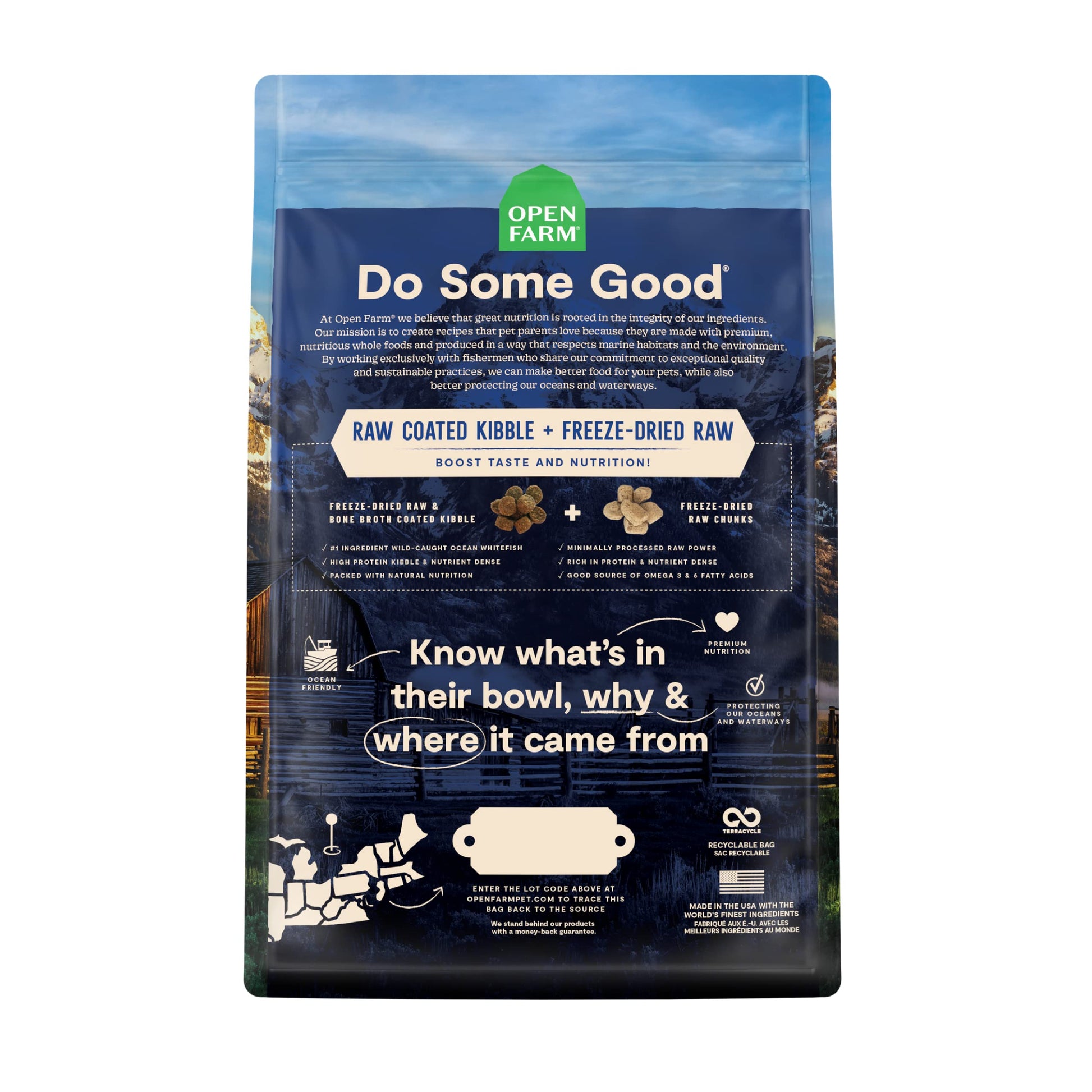 Open Farm Dog Food – 20 lb – RawMix Salmon, Whitefish & Rockfish Ancient Grains · Bone Broth Coated · Freeze-Dried Raw Chunks
