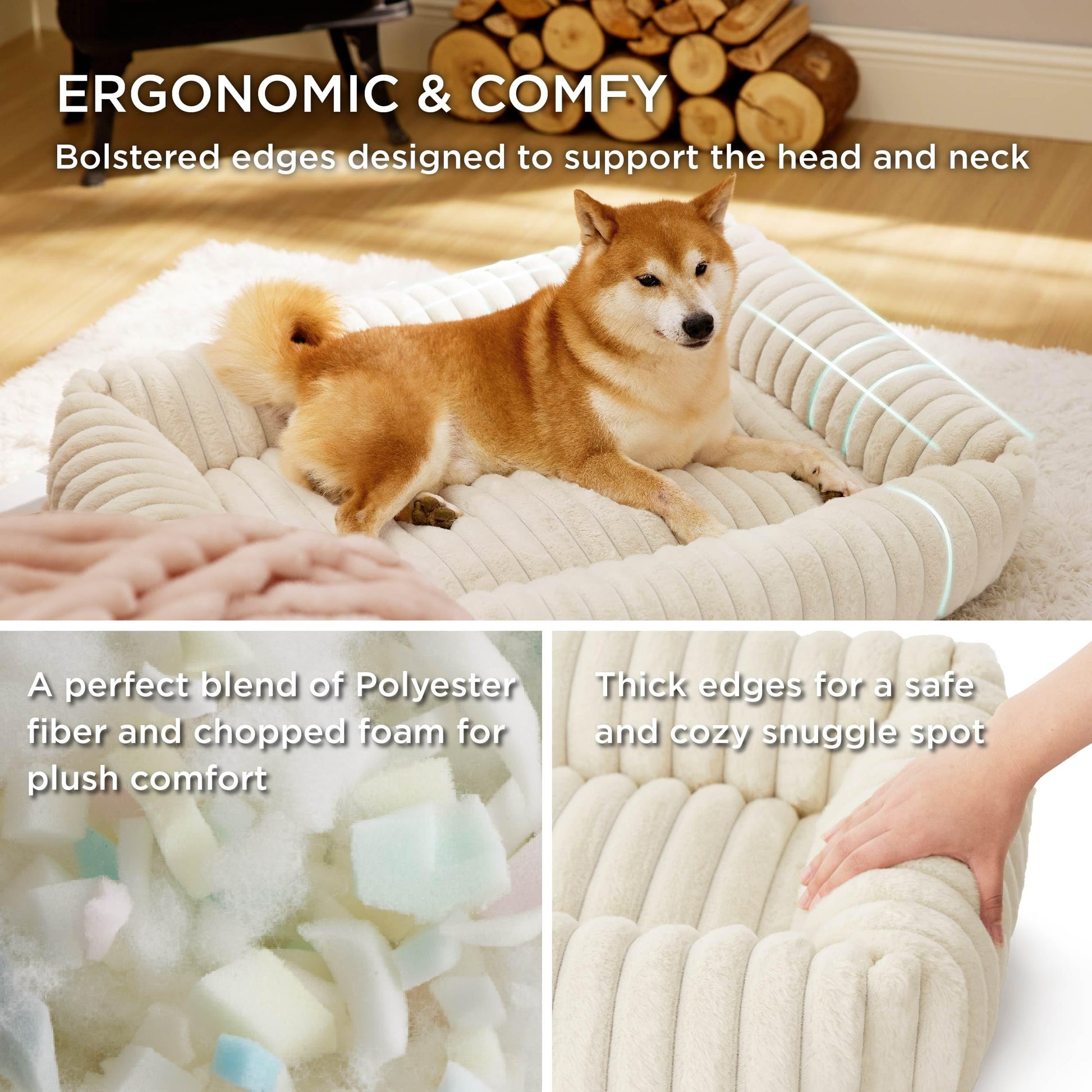 Bedsure Dog Bed – Large 36”x27” – Orthopedic Fleece Washable · Removable Cover · Soft Corduroy Design