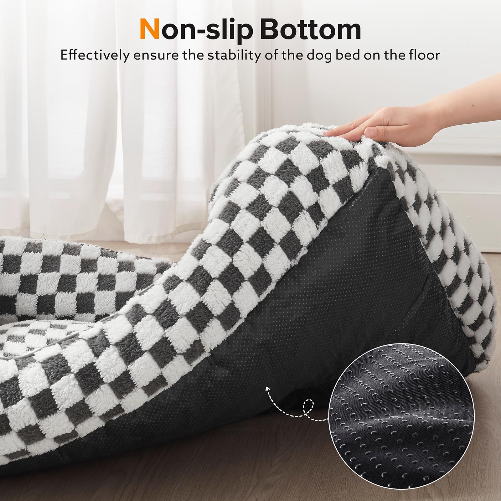 JOEJOY Orthopedic Dog Bed – Medium, Soft Plush, Non-Slip, Modern Style, Grey (30”)