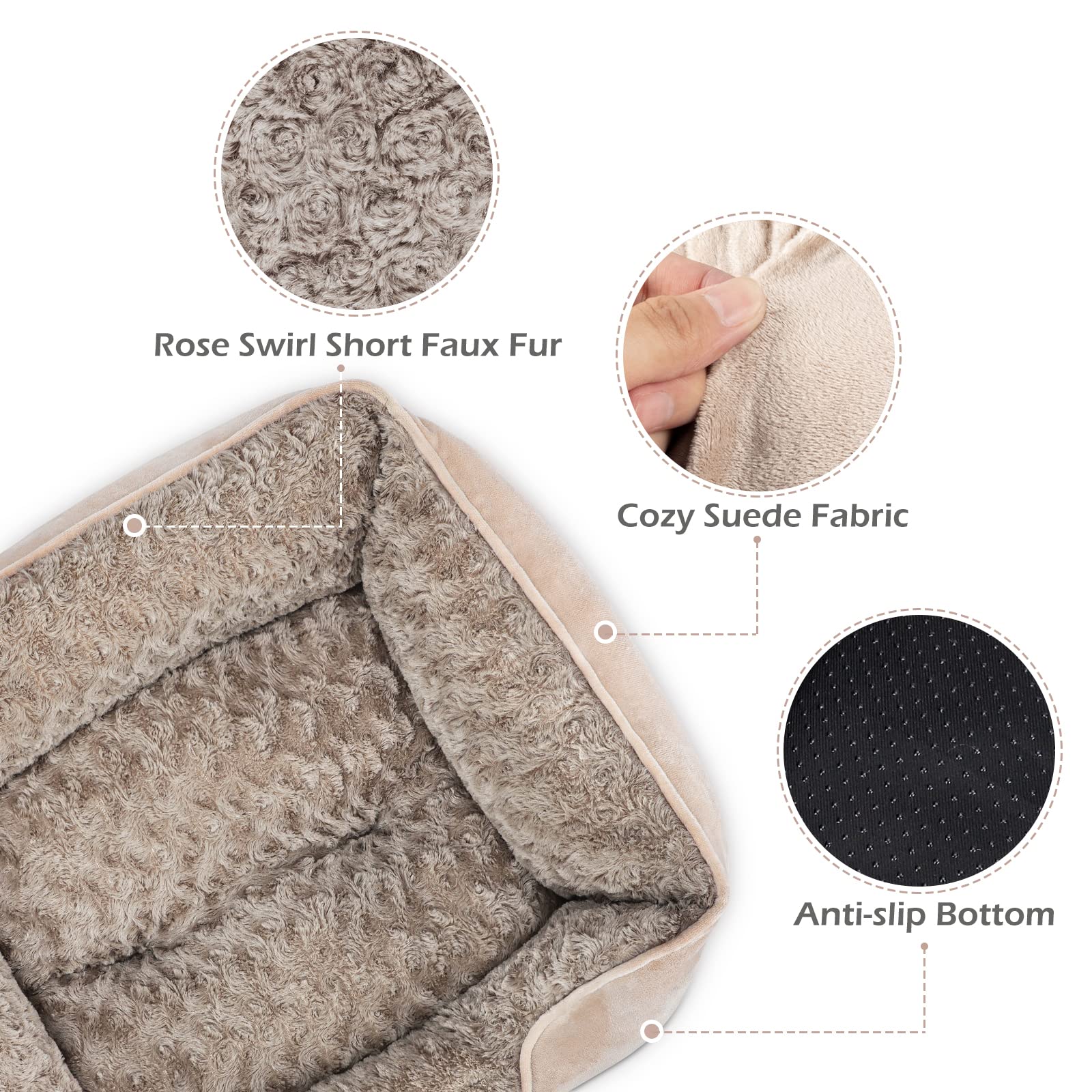 INVENHO Orthopedic Dog Bed – Medium, Soft, Washable, Non-Slip, Calming Design (25”)