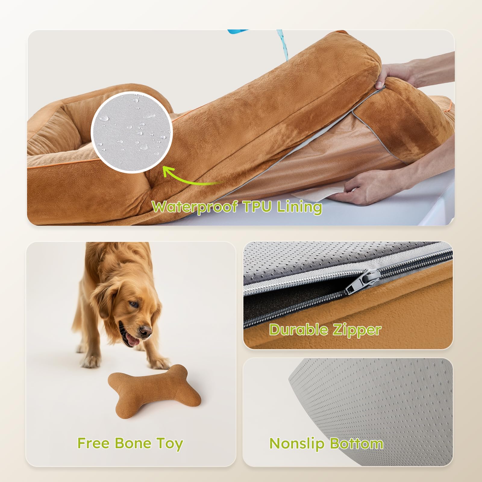 Deluxe Dog Crate Bed – 41”x27” – Plush & Waterproof Washable Cover · Anti-Slip Bottom · All Dog Sizes