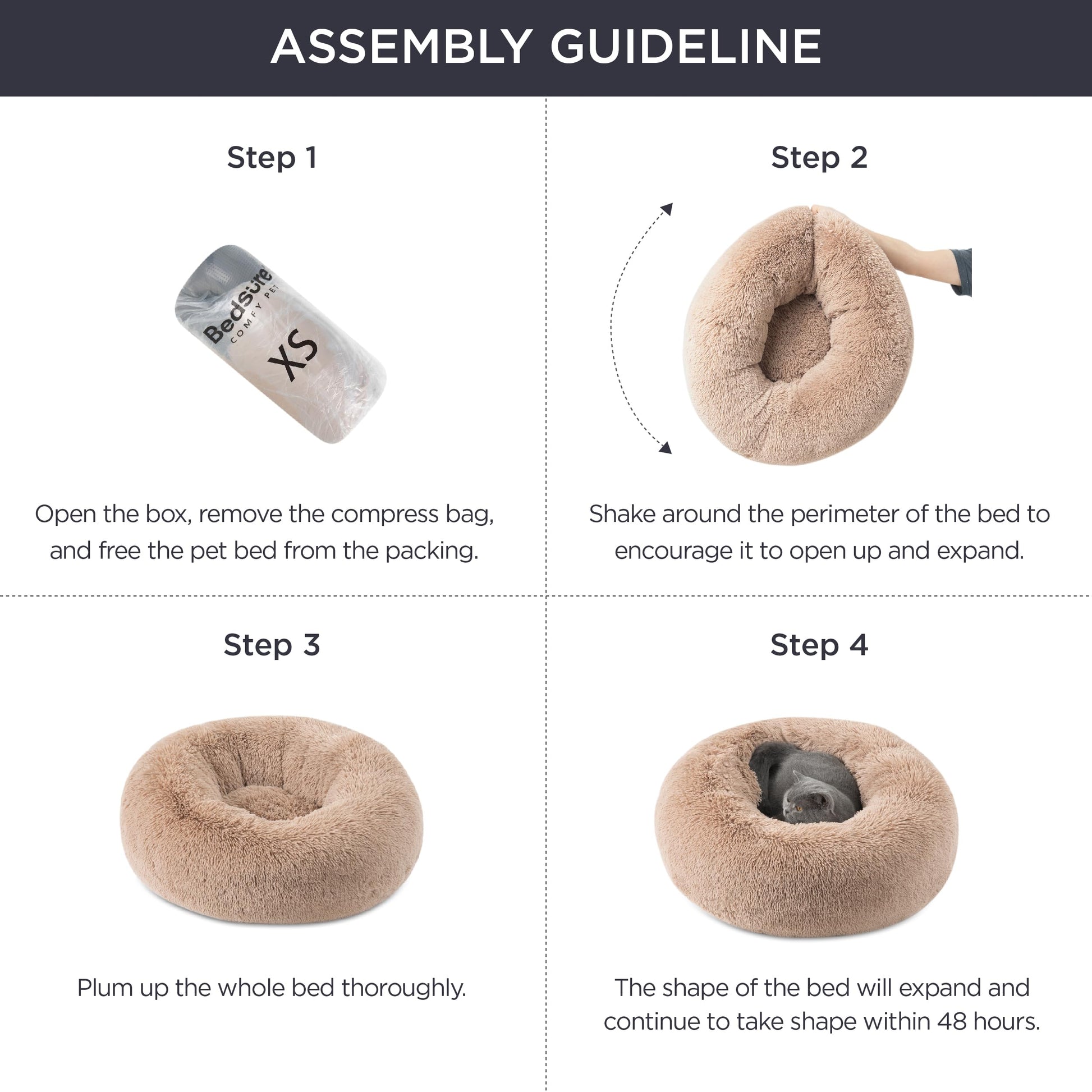 Bedsure Dog Bed – Large 36” – Donut Calming Plush Faux Fur · Washable · Anti-Slip Base · Up to 100 lbs