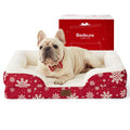 Bedsure Orthopedic Dog Bed – Medium, Waterproof, Washable, Non-Slip, Amber Noel-Red (28”)