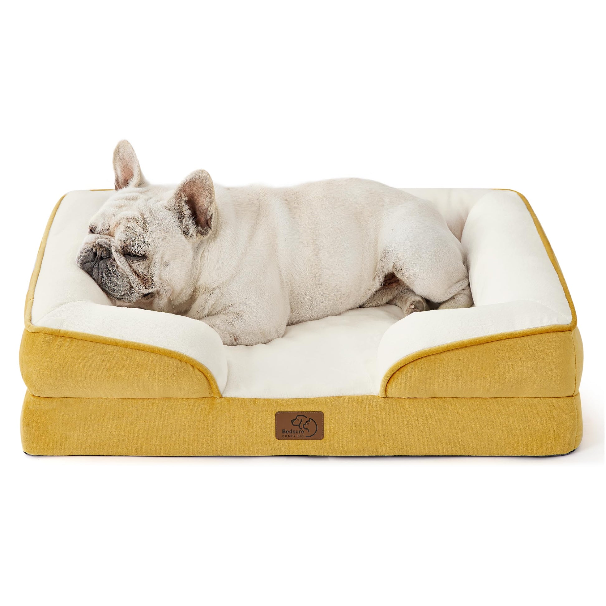 Bedsure Orthopedic Dog Bed – Medium, Waterproof, Washable, Non-Slip, Spicy Mustard (28”)