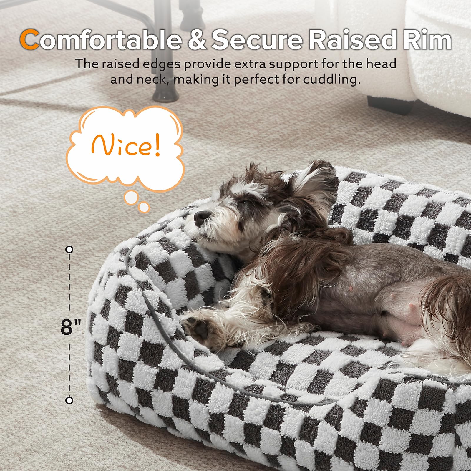 JOEJOY Orthopedic Dog Bed – Medium, Soft Plush, Non-Slip, Modern Style, Grey (30”)