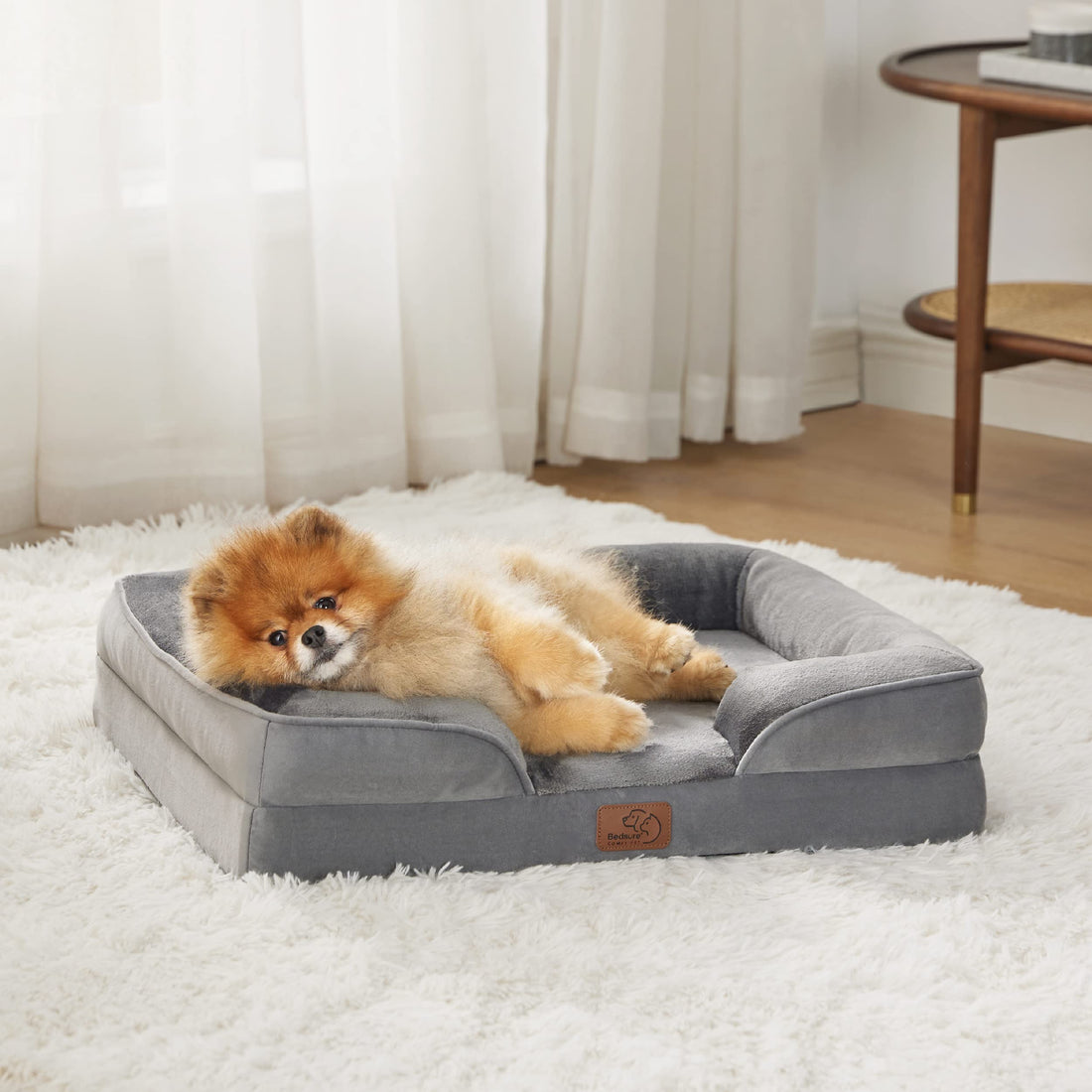 Bedsure Orthopedic Dog Bed – Small, Waterproof, Washable, Non-Slip, Grey (24”)