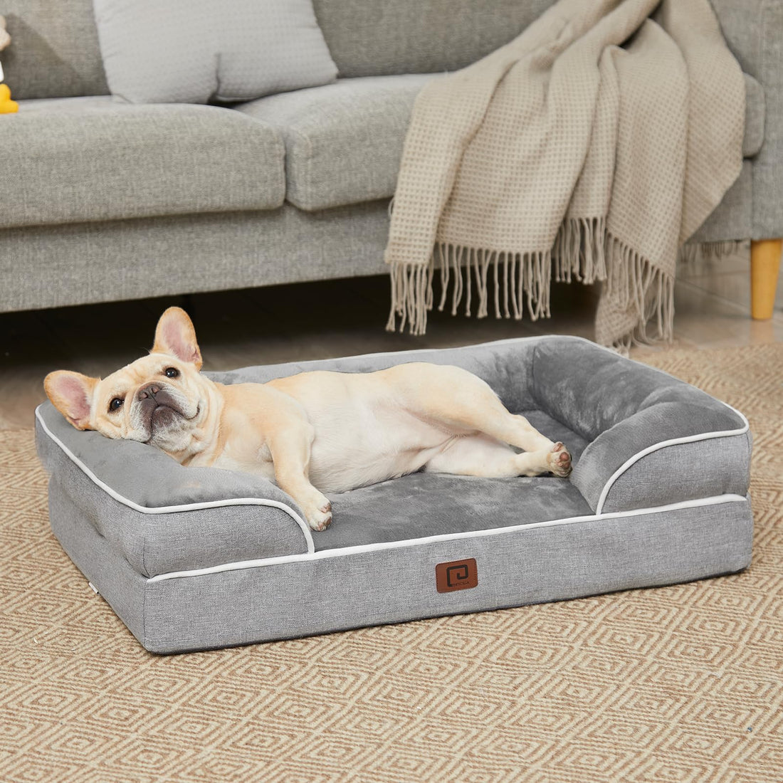 EHEYCIGA Orthopedic Dog Bed – Small, Memory Foam, Waterproof, Washable, Non-Slip, Grey